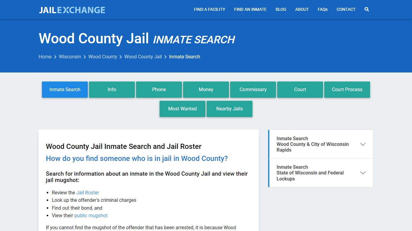 Inmate Search: Roster & Mugshots - Wood County Jail, WI