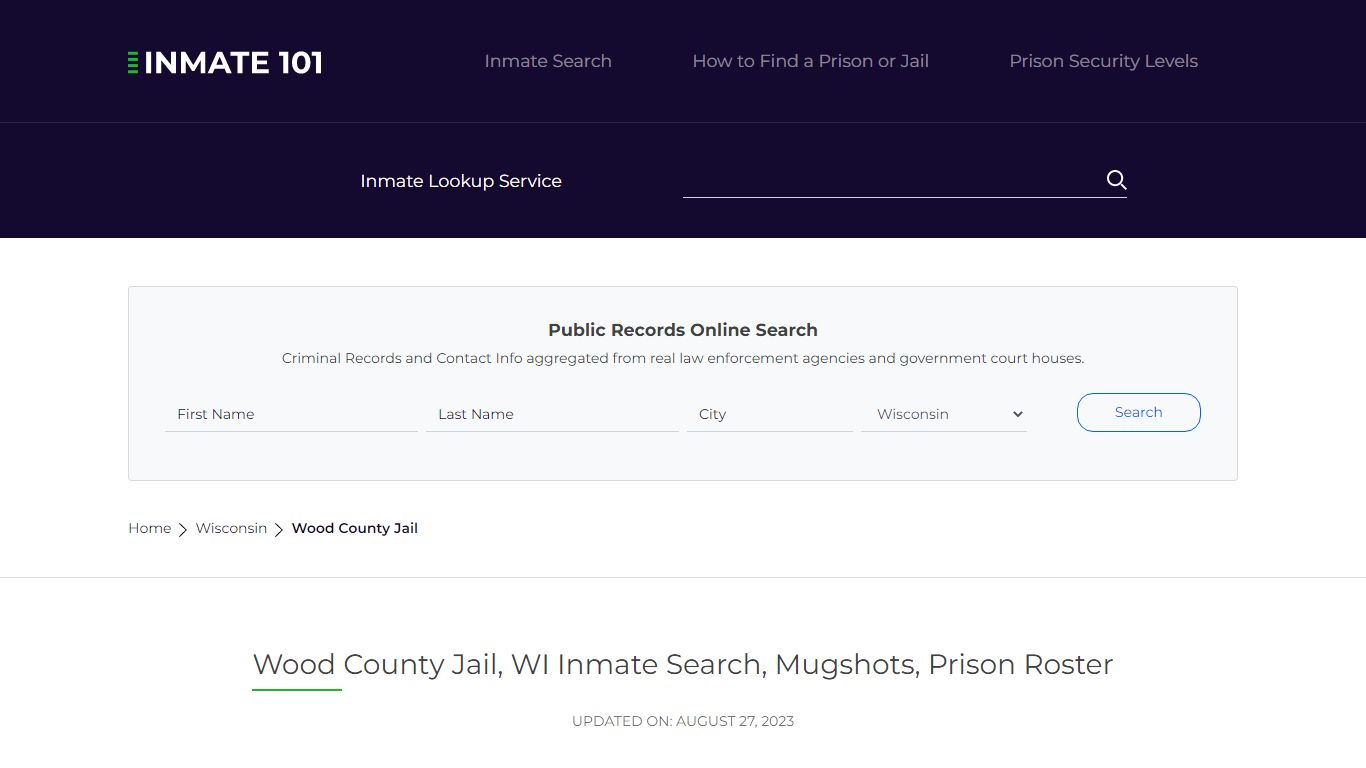 Wood County Jail, WI Inmate Search, Mugshots, Prison Roster
